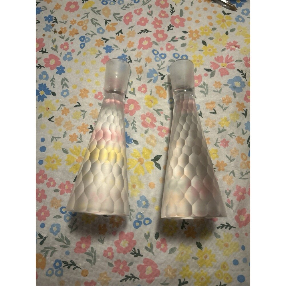 Artland Presscott Frosted Clear Honeycomb Candle Holder  7"  Tall Set Of 2